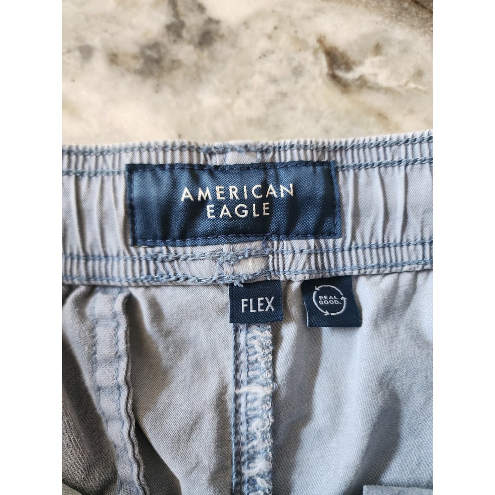 American Eagle Mens Flex Canvas Jogger Shorts Light Blue Size Small 6 Inseam - Picture 5 of 8